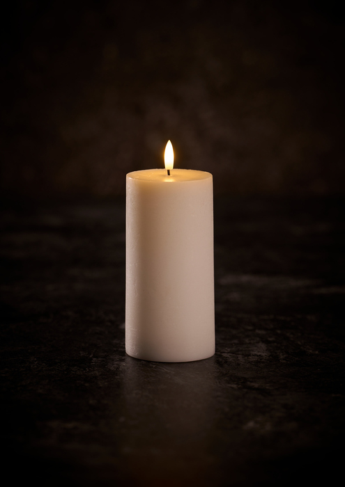 Kubbelys med 3D LED-flamme H15 cm